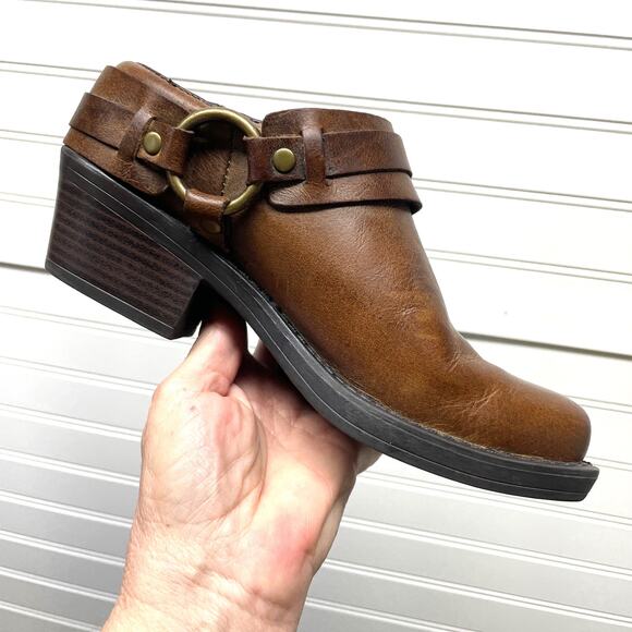 Cabela’s Western Harness Leather Slip On Mules/Clogs Size 6 - Picture 1 of 12